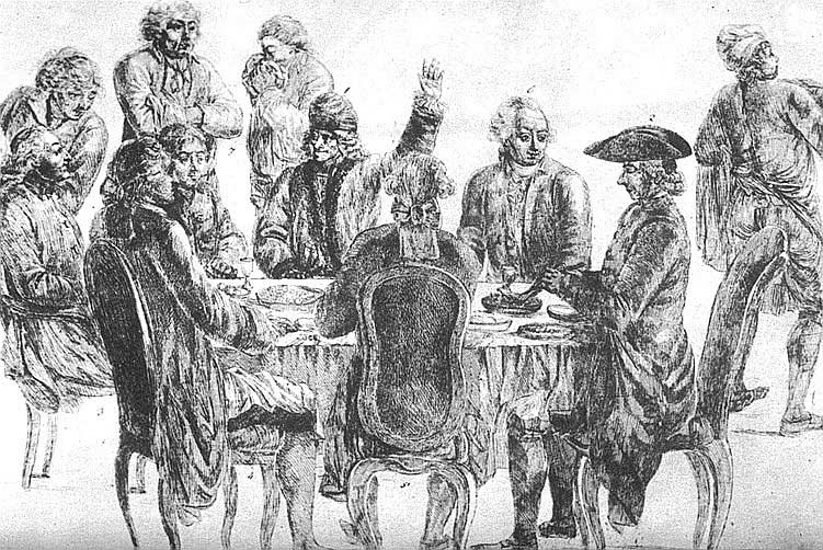 Voltaire og Diderot på Cafe Procope