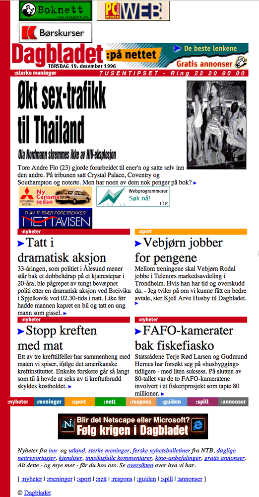 Dagbladets nettavis 2. november 1996