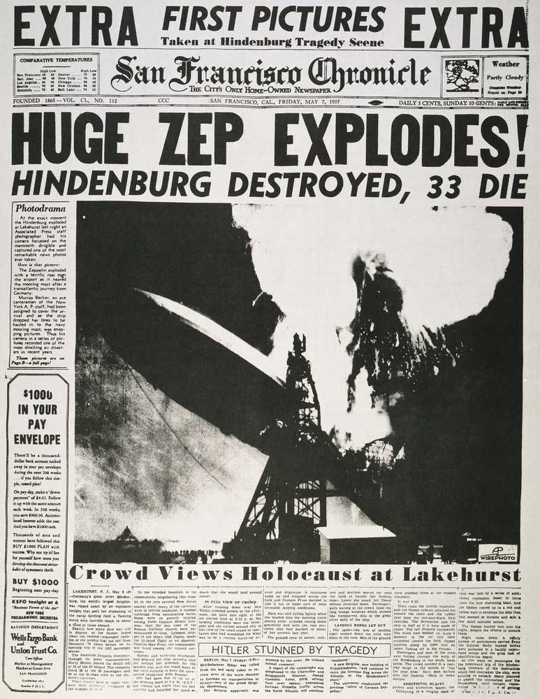 Avisforside etter Hindenburg-katastrofen
